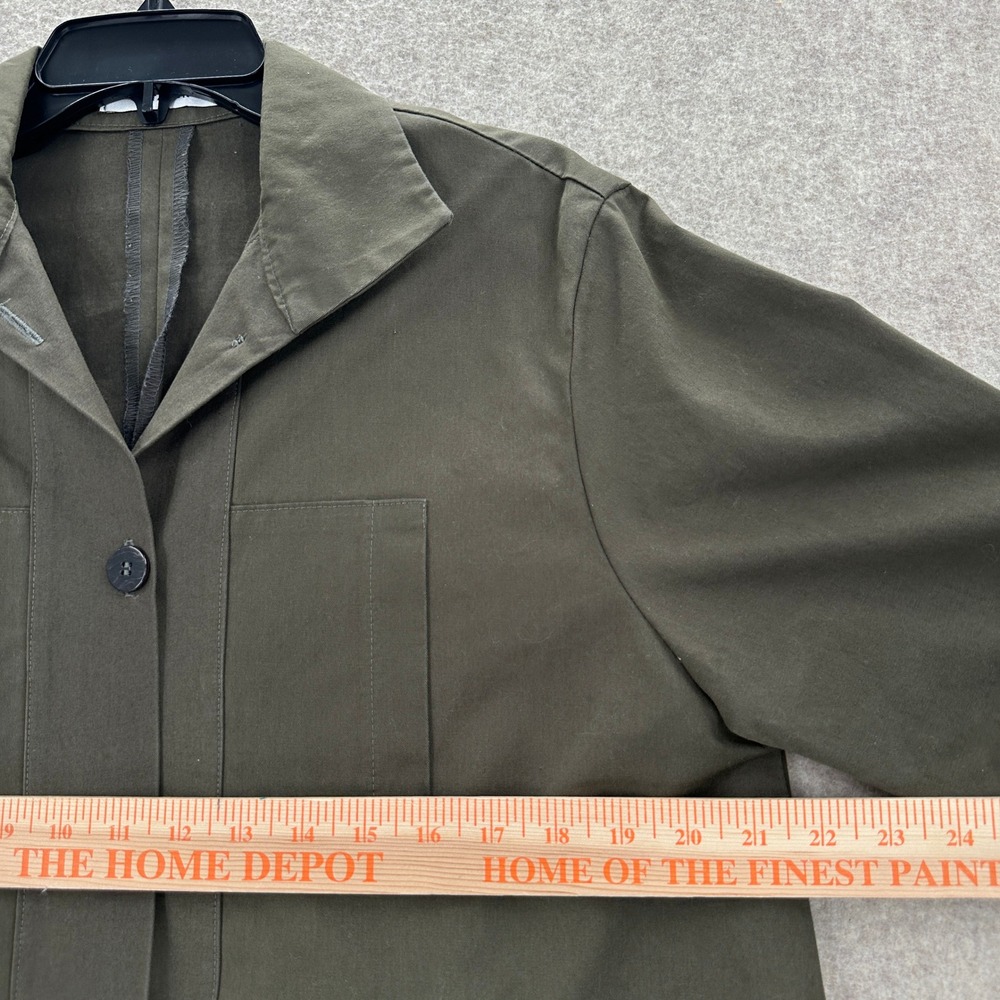 VITAMIN Utility Jacket Top Olive Green Button Front 3/4 Sleeve Asymmetric Size L - Picture 5 of 8